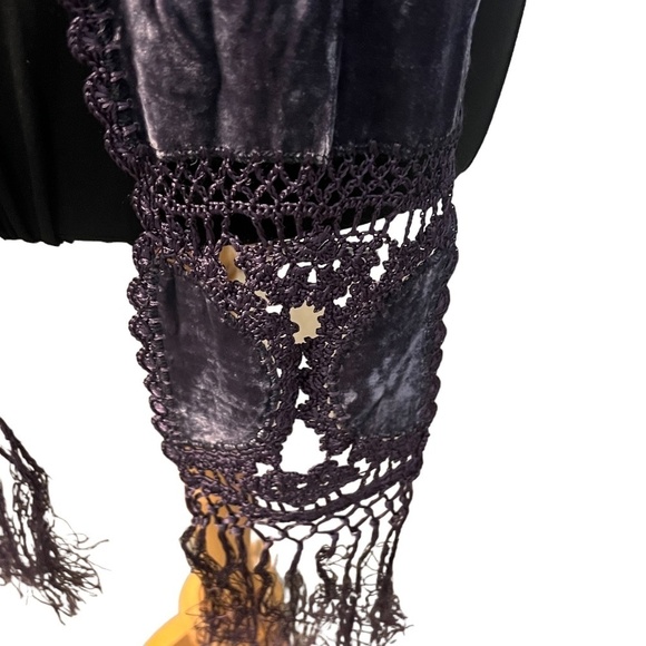 New Handmade Purple Crochet velvet scarf with fringe edges - Picture 5 of 9